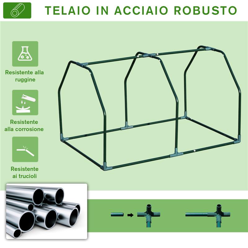 MINI SERRA DA GIARDINO E BALCONE IN PLASTICA PE E ACCIAIO CON CHIUSURA A ZIP, 99X71X60 CM