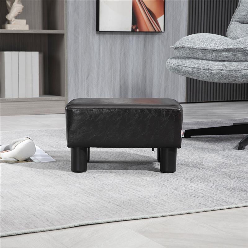 POUF POGGIAPIEDI IMBOTTITO, RETTANGOLARE E IN FINTA PELLE, 40X30X24 CM, MARRONE