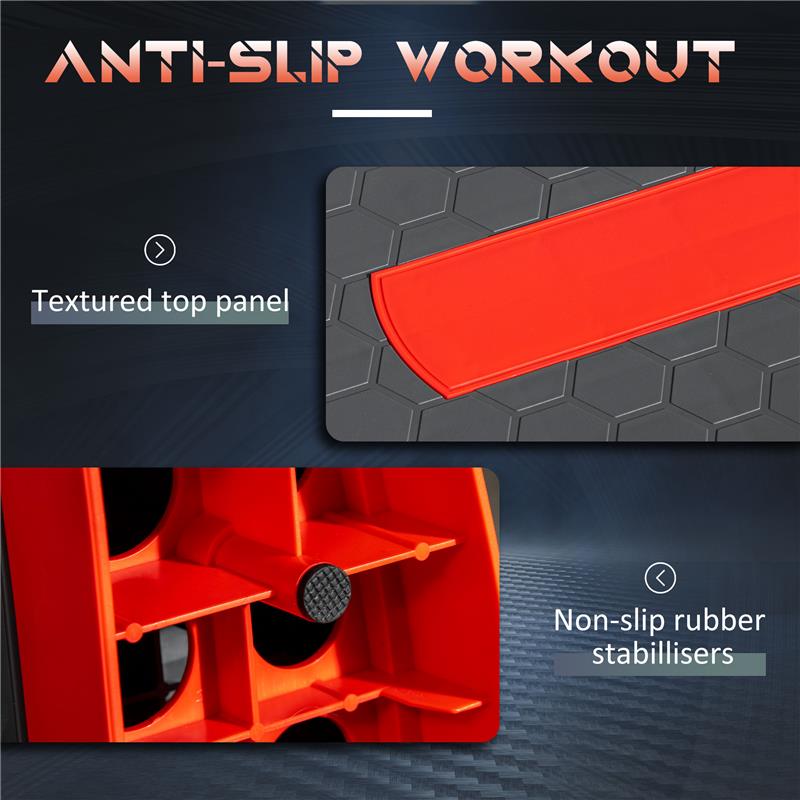 STEP FITNESS PER AEROBICA REGOLABILE SU 3 ALTEZZE 10-15-20 CM IN PLASTICA, NERO E ROSSO