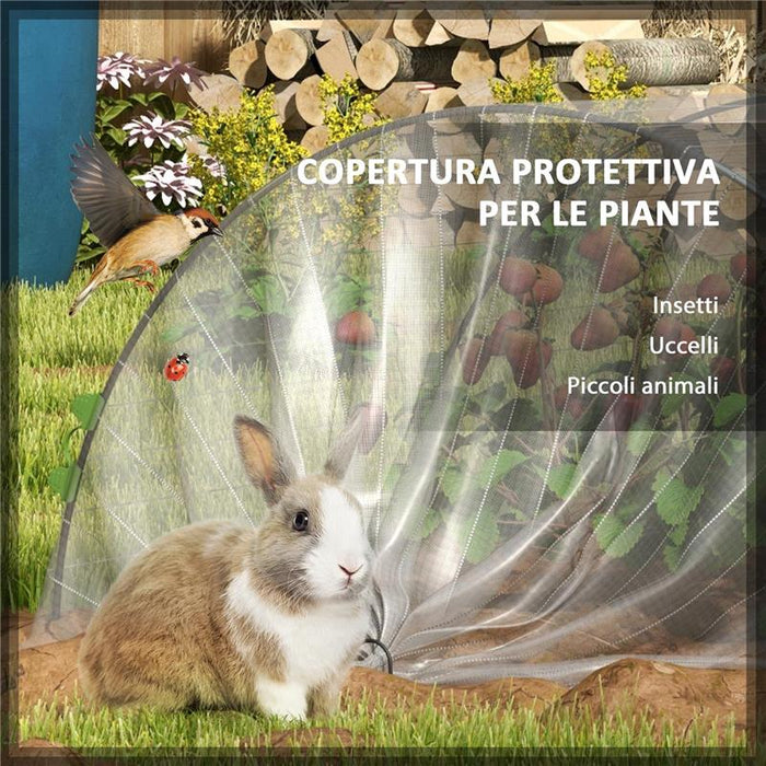 TELO DI COPERTURA PIANTE A RETE CON ARCHETTI FLESSIBILI E CLIP DI FISSAGGIO, BIANCO