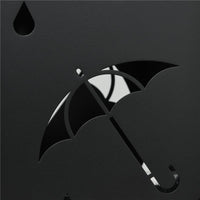 PORTAOMBRELLI IN METALLO CON 4 GANCI E VASCHETTA RACCOGLIGOCCE, 15.5X15.5X41CM, NERO