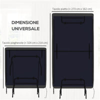 COPERTURA TAVOLO DA PING PONG 257X153X5 CM IN POLIETILENE NERO CON FIBBIE E CERNIERE INCLUSE