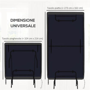 COPERTURA TAVOLO DA PING PONG 257X153X5 CM IN POLIETILENE NERO CON FIBBIE E CERNIERE INCLUSE