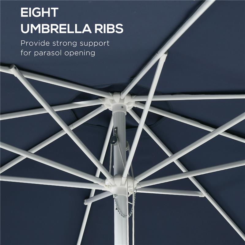 OMBRELLONE DA GIARDINO AD ALTEZZA REGOLABILE IN METALLO E POLIESTERE, Ø292X242 CM, BLU SCURO