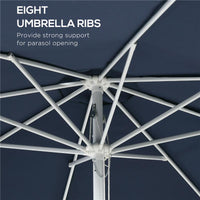 OMBRELLONE DA GIARDINO AD ALTEZZA REGOLABILE IN METALLO E POLIESTERE, Ø292X242 CM, BLU SCURO