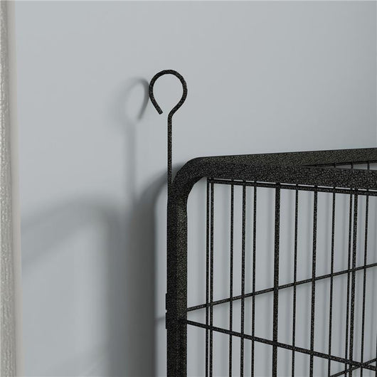 RECINTO PER CANI PIEGHEVOLE IN METALLO, PER INTERNO ED ESTERNO CON PORTA E PICCHETTI, 82X82X60CM GRIGIO