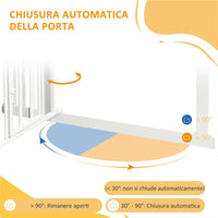 CANCELLINO PER CANI TAGLIA PICCOLA E MEDIA CON CHIUSURA AUTOMATICA, IN ACCIAIO E PA, 74-100X76 CM, BIANCO
