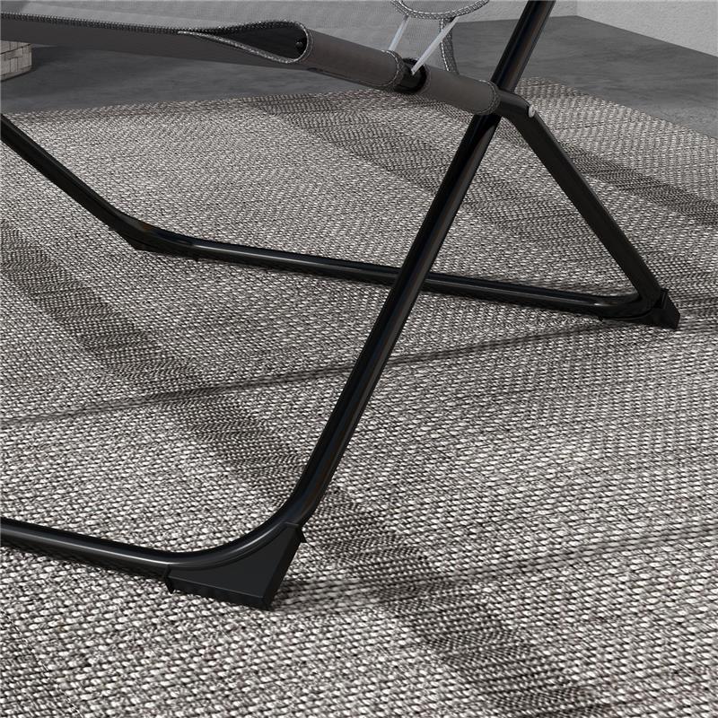 SEDIA DA GIARDINO PIEGHEVOLE E RECLINABILE SU 4 LIVELLI, IN ACCIAIO E POLIESTERE, 69X91X96 CM, NERA GRIGIA