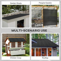 SET 12 PANNELLI DI RICAMBIO 129X45 CM PER CASETTE DA GIARDINO IN ACCIAIO ZINCATO GRIGIO SCURO