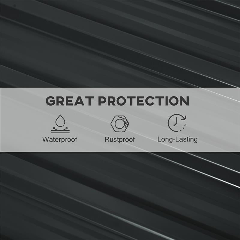 SET 12 PANNELLI DI RICAMBIO 129X45 CM PER CASETTE DA GIARDINO IN ACCIAIO ZINCATO GRIGIO SCURO