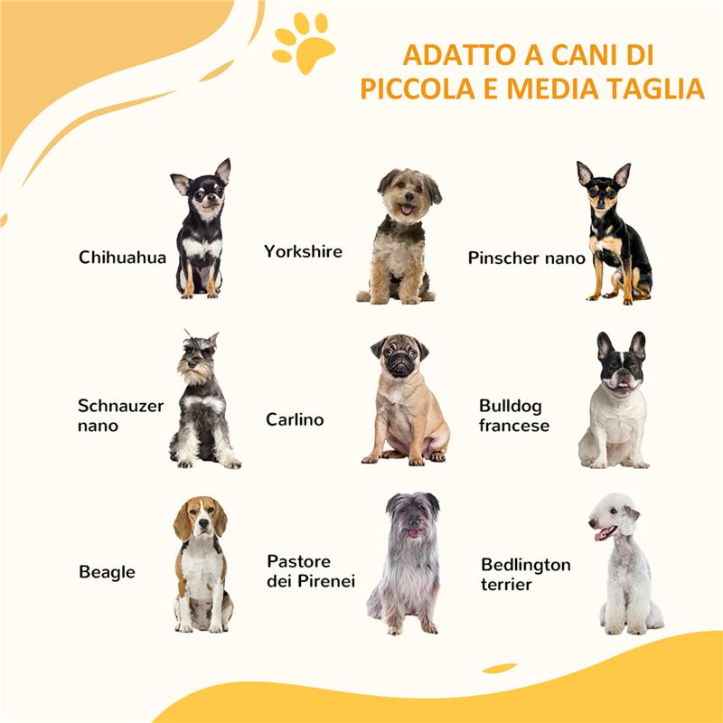 CANCELLETTO PER CANI TAGLIA PICCOLA E MEDIA CON CHIUSURA AUTOMATICA, IN ACCIAIO E PA, 74-100X76 CM, BIANCO