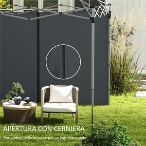 SET 2 PARETI GAZEBO 3X3 E 3X6 M IN TESSUTO OXFORD CON PORTE A CERNIERA, 295X195 CM, GRIGIO SCURO