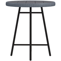 TAVOLINO DA GIARDINO MODERNO CON PIANO IN PLASTICA DI LEGNO, IN RATTAN E ACCIAIO, 50X50X55 CM, GRIGIO E NERO