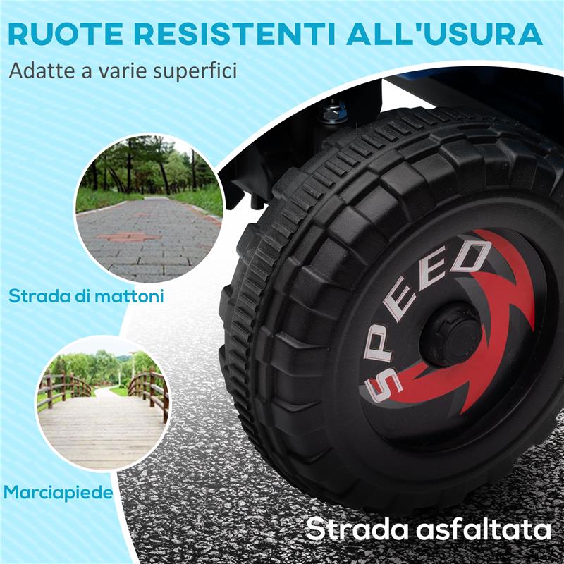 QUAD PER BAMBINI 18-36 MESI IN PP E METALLO, VELOCITÀ MAX 2.5 KM/H, 70X41.5X48.5 CM, BLU GRIGIO E NERO