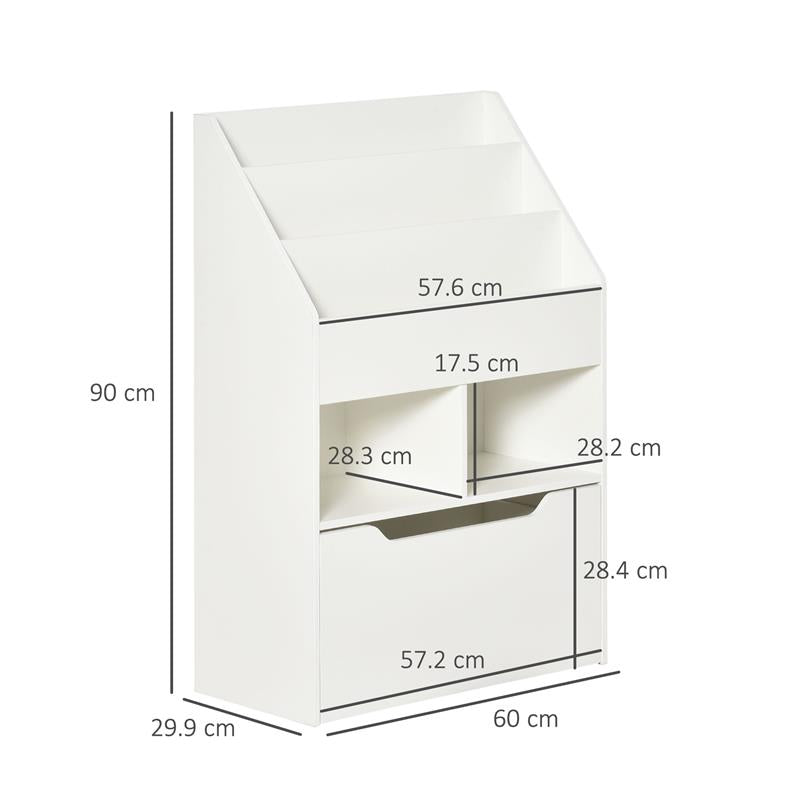 PICCOLA LIBRERIA PER BAMBINI CON RIPIANI E CASSETTO IN MDF, 60X29.9X90CM, BIANCO