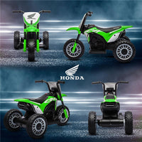 MOTO ELETTRICA PER BAMBINI CON LICENZA HONDA CRF450RL A 3 RUOTE, ETÀ 18-36 MESI, VERDE