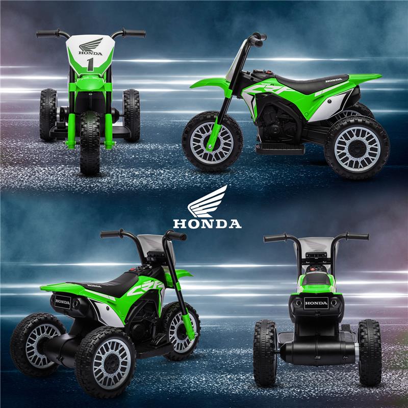 MOTO ELETTRICA PER BAMBINI CON LICENZA HONDA CRF450RL A 3 RUOTE, ETÀ 18-36 MESI, VERDE