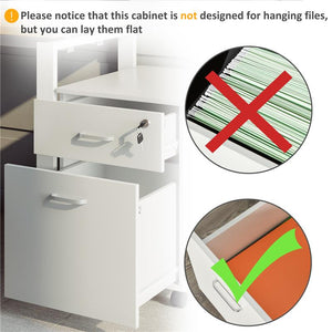 CASSETTIERA UFFICIO A 2 CASSETTI CON SERRATURA E 5 RUOTE, IN TRUCIOLATO, 40X49X58 CM, BIANCO