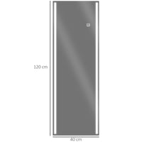 SPECCHIO DA PARETE RETTANGOLARE CON LUCI LED REGOLABILI E INTERRUTTORE TOUCH, 40X120CM