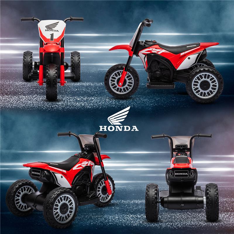 MOTO ELETTRICA PER BAMBINI CON LICENZA HONDA CRF450RL A 3 RUOTE, ETÀ 18-36 MESI, ROSSO