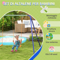 ALTALENA PER BAMBINI 3-8 ANNI CON 2 SEGGIOLINI E 4 PICCHETTI, IN METALLO E PP, 269X160X180 CM