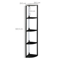 LAMPADA DA TERRA A COLONNA IN MDF CON 4 RIPIANI E ILLUMINAZIONE A LED DA 3000K, 41X29.5X163.5 CM, NERO