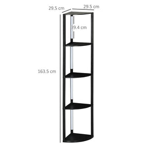 LAMPADA DA TERRA A COLONNA IN MDF CON 4 RIPIANI E ILLUMINAZIONE A LED DA 3000K, 41X29.5X163.5 CM, NERO