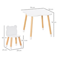 SET TAVOLINO CON 2 SEDIE PER BAMBINI A FORMA DI ORSETTO IN LEGNO, GRIGIO