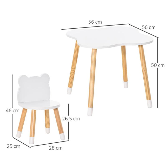 SET TAVOLINO CON 2 SEDIE PER BAMBINI A FORMA DI ORSETTO IN LEGNO, GRIGIO