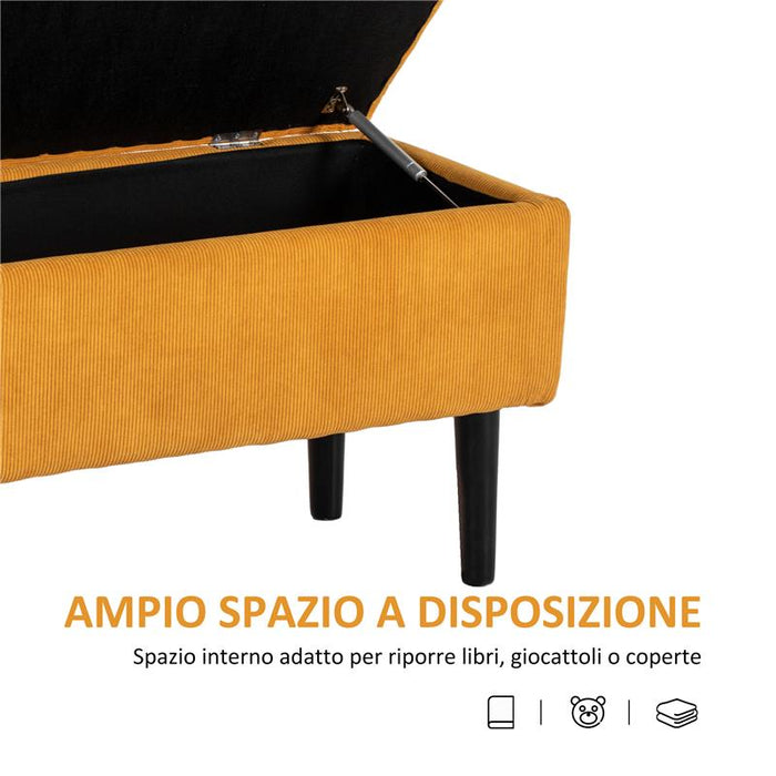 PANCA FONDOLETTO IN POLIESTERE E LEGNO PER CAMERA DA LETTO E INGRESSO, 95X38X45 CM, ARANCIONE