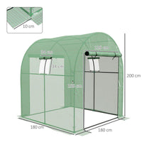 SERRA A TUNNEL PER ORTO 1.8X1.8X2M IN ACCIAIO E PE ANTI UV CON PORTE AVVOLGIBILI E FINESTRE, VERDE
