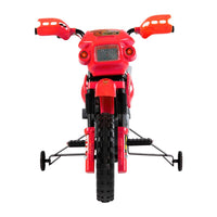 MOTO ELETTRICA PER BAMBINI 3-6 ANNI IN PLASTICA PP CON RUOTE DI SUPPORTO, FARI E MUSICA, 102X53X66 CM, ROSSO E NERO