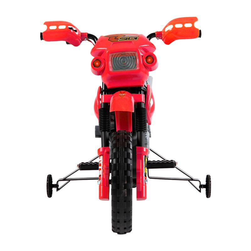 MOTO ELETTRICA PER BAMBINI 3-6 ANNI IN PLASTICA PP CON RUOTE DI SUPPORTO, FARI E MUSICA, 102X53X66 CM, ROSSO E NERO