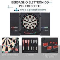 BERSAGLIO FRECCETTE ELETTRONICO CON PUNTEGGIO AUTOMATICO, 12 FRECCETTE E 6 DISPLAY, 51X6.5X57CM, NERO