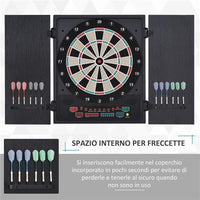 BERSAGLIO FRECCETTE ELETTRONICO CON PUNTEGGIO AUTOMATICO, 12 FRECCETTE E 6 DISPLAY, 51X6.5X57CM, NERO