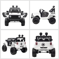 MACCHINA ELETTRICA PER BAMBINI JEEP FUORISTRADA CON TELECOMANDO E 2 VELOCITÀ, 100X65X72 CM, BIANCO