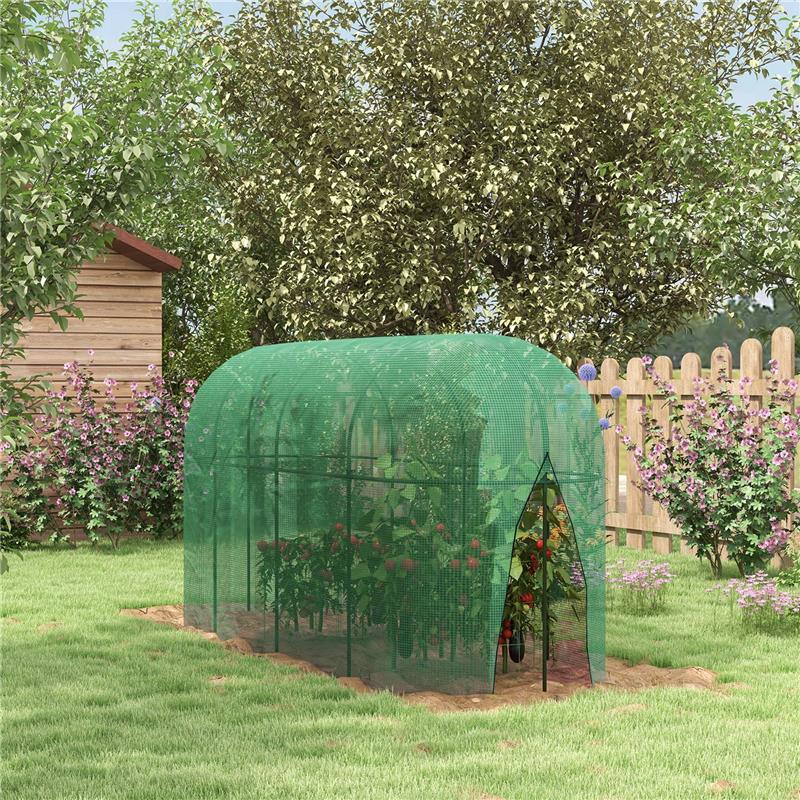 SERRA PER PIANTE A RETE 3X1X1.5M CON PORTA A CERNIERA E PICCHETTI A TERRA, VERDE