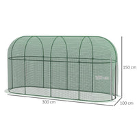 SERRA PER PIANTE A RETE 3X1X1.5M CON PORTA A CERNIERA E PICCHETTI A TERRA, VERDE