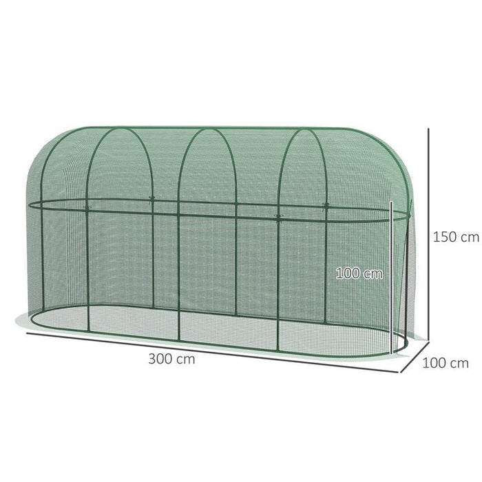 SERRA PER PIANTE A RETE 3X1X1.5M CON PORTA A CERNIERA E PICCHETTI A TERRA, VERDE