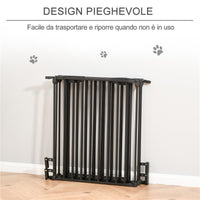 CANCELLINO PER CANI TAGLIA PICCOLA E MEDIA PIEGHEVOLE A 5 PANNELLI, IN METALLO E PLASTICA, 300X3X74.5 CM, NERO