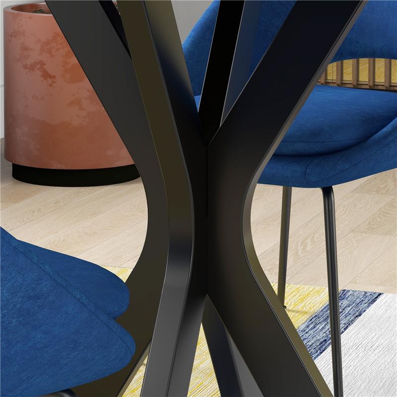 TAVOLO DA PRANZO MODERNO ROTONDO PER 4 PERSONE IN ACCIAIO E MDF, Ø100X75CM, NERO