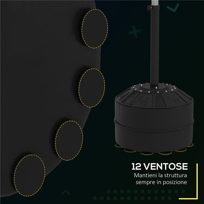 PUNCHING BALL CON BARRA GIREVOLE PER ADULTI E ALTEZZA REGOLABILE 1.6-2M, NERO