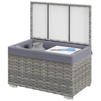BAULE DA GIARDINO IN RATTAN PE CON RIVESTIMENTO INTERNO IN TESSUTO IMPERMEABILE, 76X45X48 CM, GRIGIO