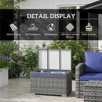 BAULE DA GIARDINO IN RATTAN PE CON RIVESTIMENTO INTERNO IN TESSUTO IMPERMEABILE, 76X45X48 CM, GRIGIO