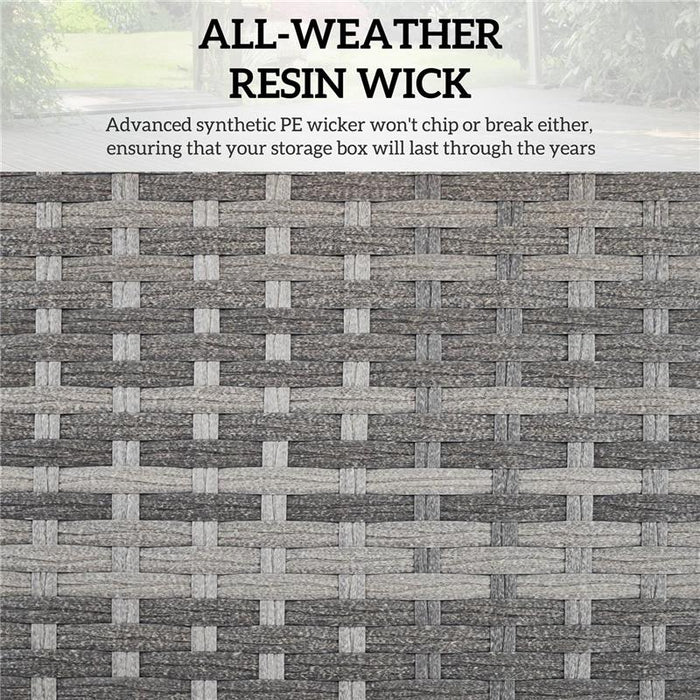 BAULE DA GIARDINO IN RATTAN PE CON RIVESTIMENTO INTERNO IN TESSUTO IMPERMEABILE, 76X45X48 CM, GRIGIO