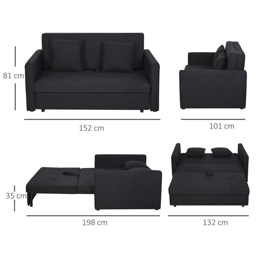 DIVANO LETTO 2 POSTI CON SPAZIO PORTAOGGETTI PER SOGGIORNO E CAMERA, IN POLICOTONE E GOMMAPIUMA, GRIGIO