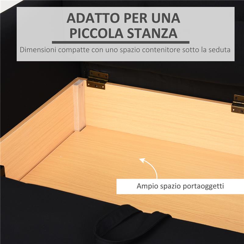 DIVANO LETTO 2 POSTI CON SPAZIO PORTAOGGETTI PER SOGGIORNO E CAMERA, IN POLICOTONE E GOMMAPIUMA, GRIGIO