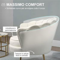 POLTRONA DI DESIGN STILE VINTAGE IMBOTTITA IN VELLUTO, 79X77X77CM, CREMA