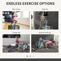 PLYO BOX 3 ALTEZZE JUMPING BOX ANTISCIVOLO PER CASA E PALESTRA, 76X61X51CM, MULTICOLORE