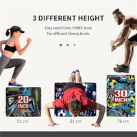 PLYO BOX 3 ALTEZZE JUMPING BOX ANTISCIVOLO PER CASA E PALESTRA, 76X61X51CM, MULTICOLORE